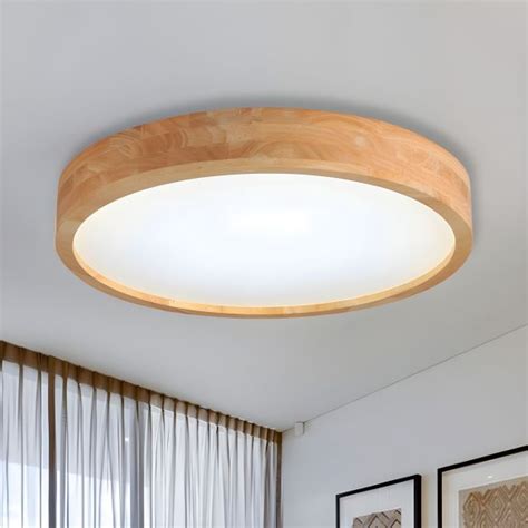Minimalist Round Wood Ceiling Lamp Kit 1216195 Dia Led Beige