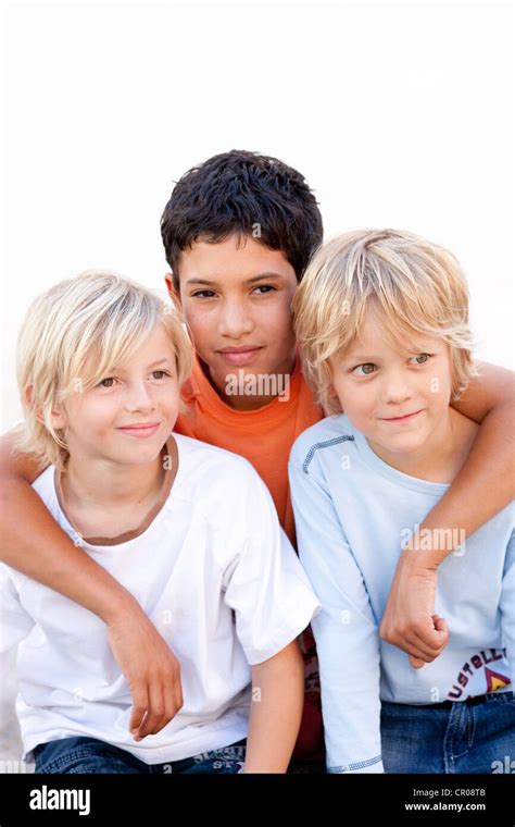 Boys Smiling Together Stock Photo Alamy