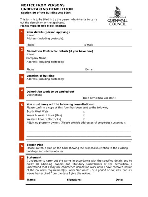 Fillable Online Notice From Persons Undertaking Demolition Form Fax