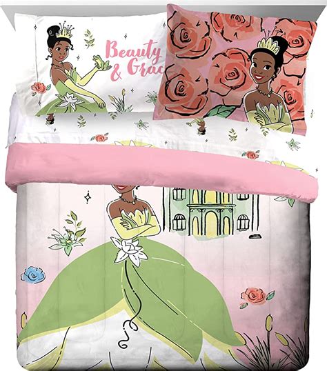 Disney The Princess And The Frog Beauty Grace Piece Queen Size Bed Set Includes Comforter Sheet