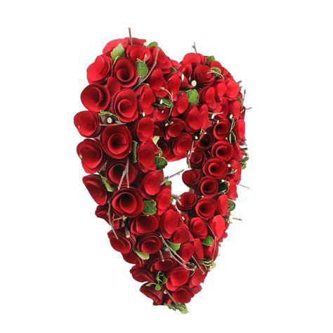 13 Red Wooden Rose Floral Heart Shaped Artificial Valentines Day