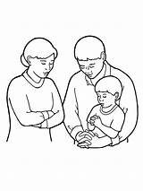Coloring Father Mother Son Drawing Prayer Kneeling Lds Pray Illustration Primary Praying Three Together Children Symbols Sketch Heavenly Hands sketch template