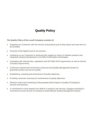 16 Company Quality Policy Templates In Pdf