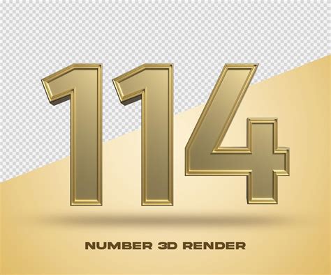 Premium Psd 3d Render Number 114 Gold Color
