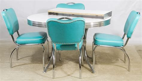 Lot Mid Century Modern Chrome And Formica Kitchen Table And Chairs By Stoneville Furniture