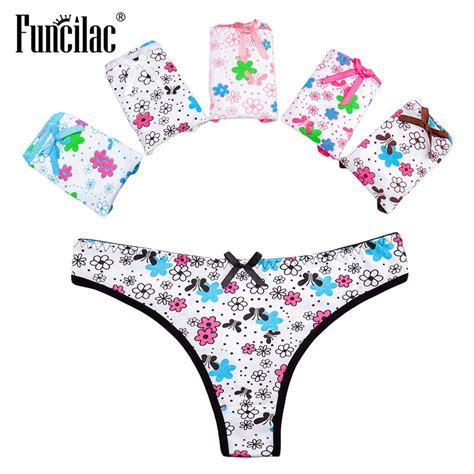 Buy Funcilac Thong Women Sexy Floral Print G String T Back Seamless Intimates