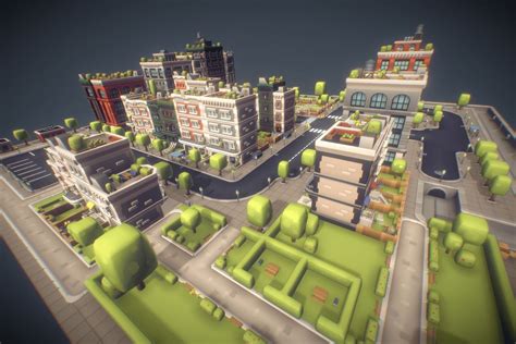 3d Model City Set Proto Series Vr Ar Low Poly Cgtrader