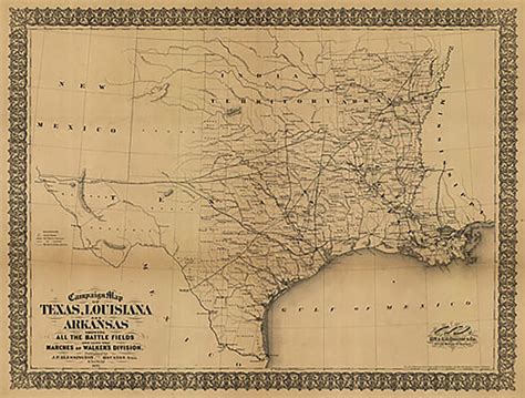 Campaign Map Of Texas Louisiana And Arkansas 1871 American Map Store
