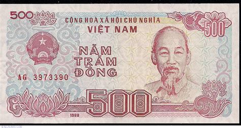 500 Dong 1988 1987 1988 Issue Vietnam Banknote 1274