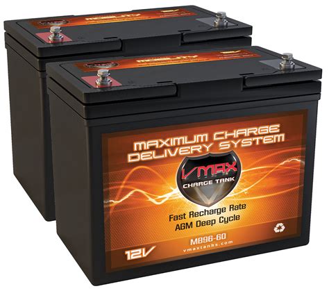 Qty 2 Vmaxmb96 Agm Group 22 Deep Cycle Battery Replacement For Fortress