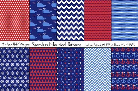 Seamless Nautical Patterns Custom Designed Graphic