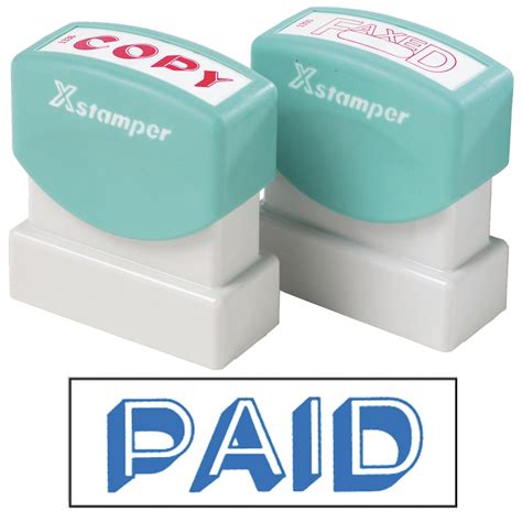 X Stamper Self Inking Ink Stamp Paid Blue Pre Inked Re Inkable Up To