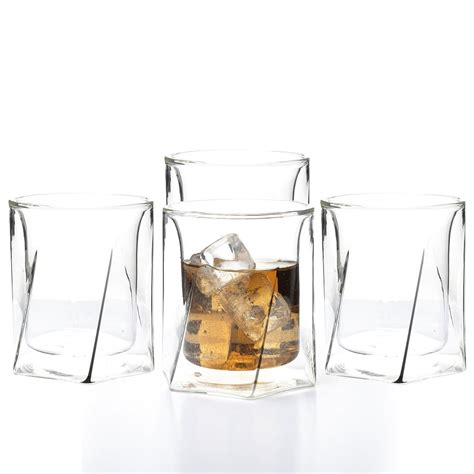 Lemonsoda Double Wall Whiskey Glasses Hexagon Design Set Of 4 300