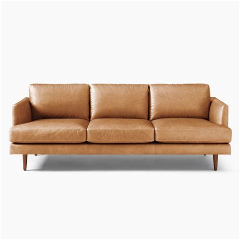 Sketch of a set of furniture for the living room in the loft , workplace, big corner sofa, lamp, table. Haven Loft Leather Sofa (218 cm) | west elm United Kingdom