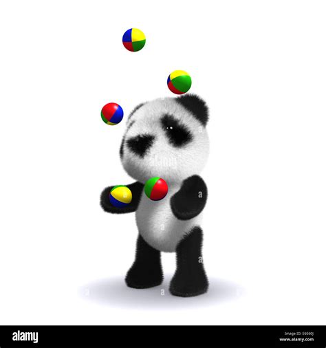 3d Render Of A Baby Panda Bear Juggling Stock Photo Alamy