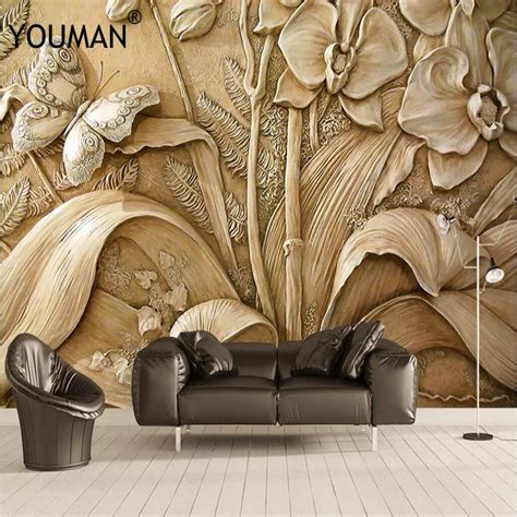 Wallpapers Youman Custom Photo Wallpaper 3d Paradise Sculpture Gold