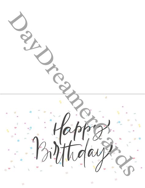 Digital Birthday Card Printable Happy Birthday Confetti Card Etsy