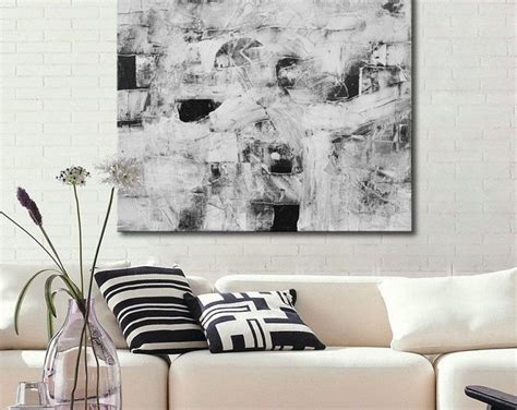 Large Contemporary Gray Beige Print On Canvas Handmade Abstract Art