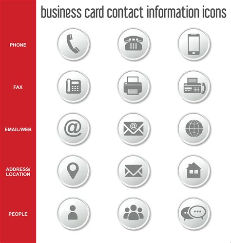 Business Card Contact Information Icons Collection 324386 Vector Art At