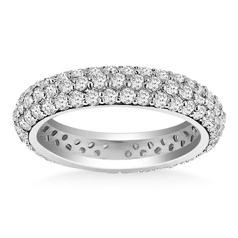 domed pave set round diamond eternity ring in 14k white gold richard cannon jewelry