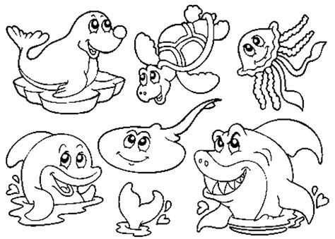 Kumpulan Sketsa Gambar Mewarnai Binatang Laut Untuk Anak Paud Tk