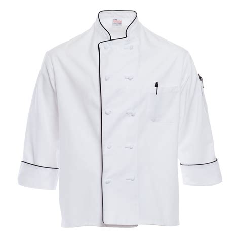 White Executive Chef Coat With Black Piping Chef Duds