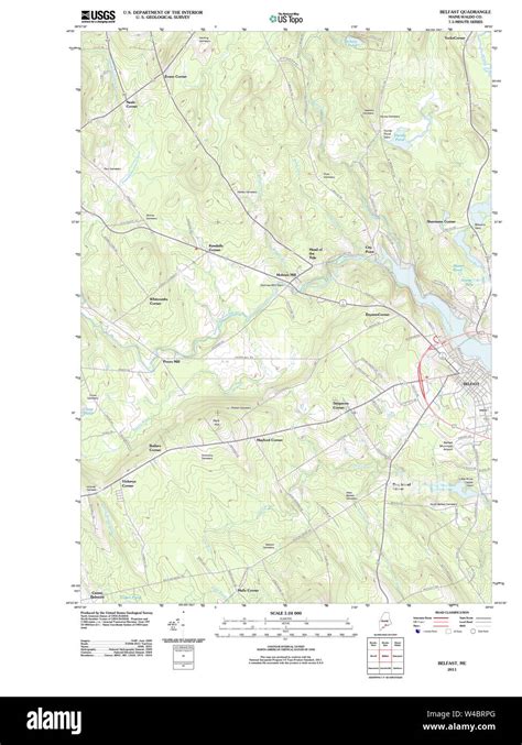 Maine Usgs Historical Map Belfast 20110906 Tm Restoration Stock Photo