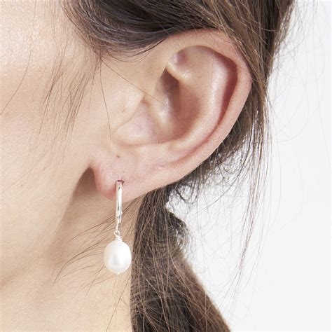 Maddie Silver Hoop Pearl Earrings By Alison Fern Jewellery