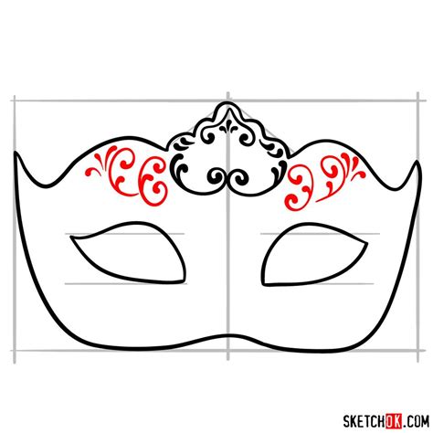 How To Draw A Venetian Carnival Mask Sketchok Easy Drawing Guides
