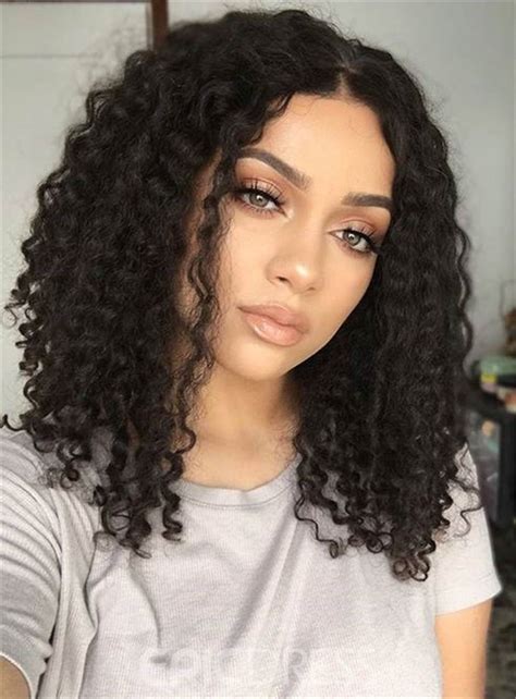 Curly or straight hair, the hairstyles for black people are unique and fabulous. Ericdress Center Part Kinky Curly Medium Synthetic Hair ...