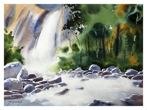 Paint A Waterfall In Watercolor ~ Step By Step ~ Doodlewash
