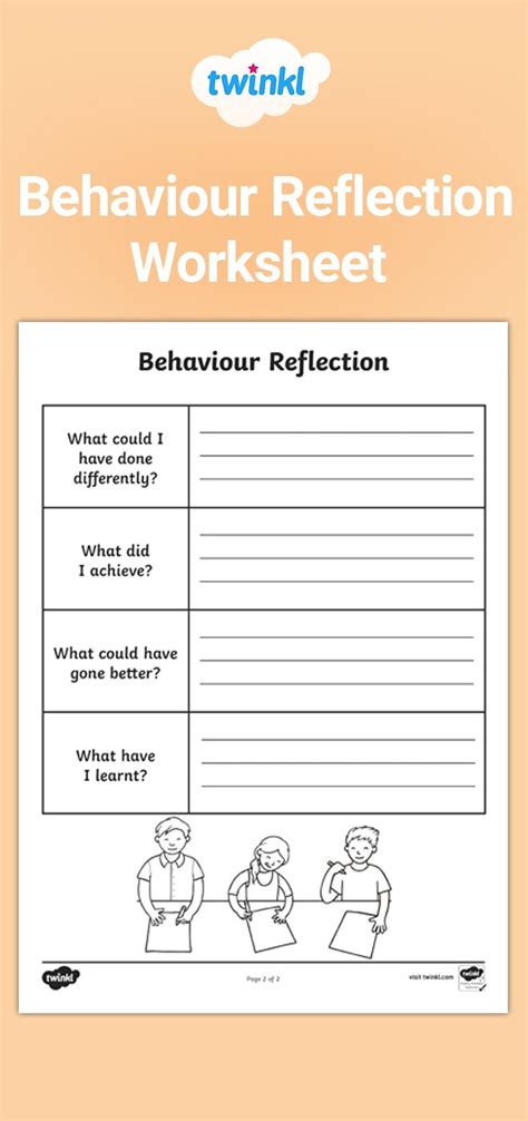 Behaviour Worksheets Behaviour Reflection Behavior Reflection