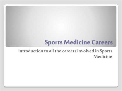 Ppt Sports Medicine Careers Powerpoint Presentation Free Download