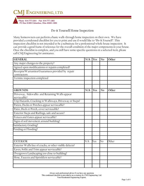 Building Inspection Checklist Template Excel