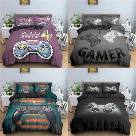 Teens Video Games Comforter Duvet Cover Set King Size Gamepad