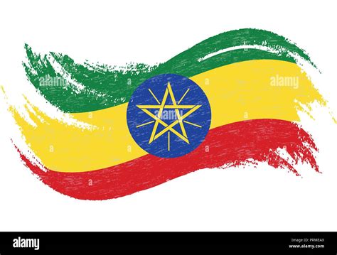 National Flag Of Ethiopia Designed Using Brush Strokesisolated On A