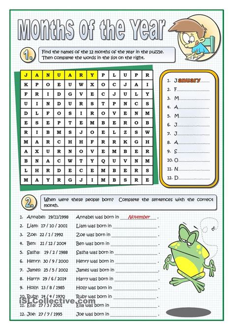 The Months Of The Year English Worksheets For Kids Learn English