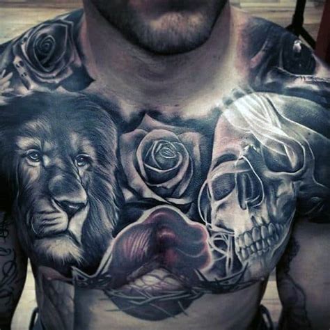 Such tattoo ideas for men will make the bearer appear fierce. 70 Lion Chest Tattoo Designs For Men - Fierce Animal Ink Ideas