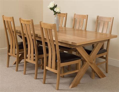 Solid Oak Extending Dining Table And 6 Leather Chairs 20 Ideas Of