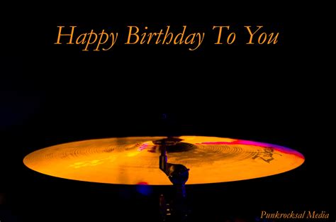 A Drum Set With The Words Happy Birthday To You Written On It In Front