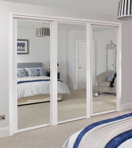 The mirror door can be placed on the left side right side or in the middle. White Shaker panel & mirror door | Sliding Wardrobe Doors ...