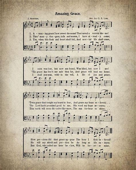 Amazing Grace Hymn Print Sheet Music Art Wall Art Hymn Etsy In 2021