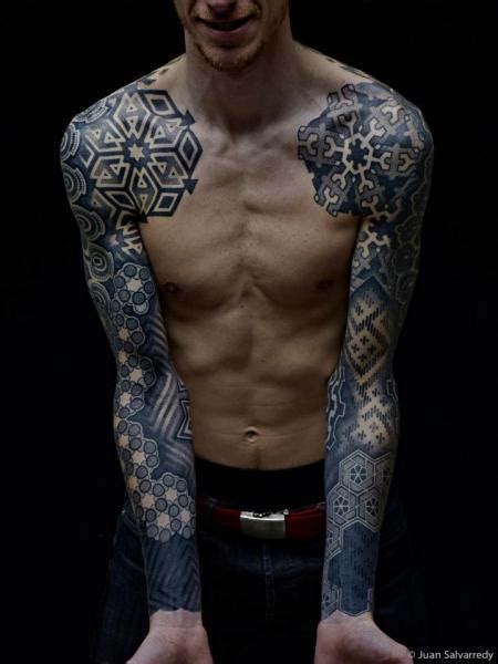 Shoulder Arm Dotwork Sleeve Tattoo By Nazareno Tubaro