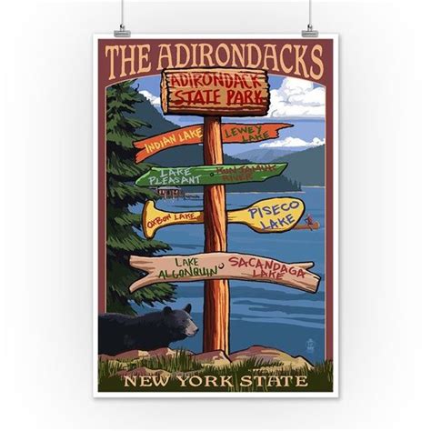Adirondacks State Park New York Destination Signpost Art Prints