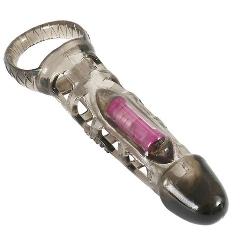 Vibrating Male Penis Extension Extender Sleeve Cock Cage Vibrator