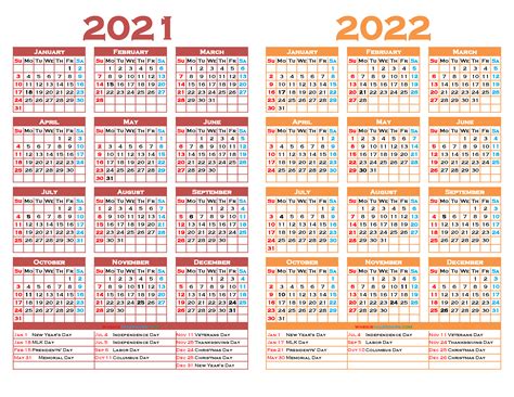Free Printable Yearly Calendar 2022 With Holidays Free Resume Templates