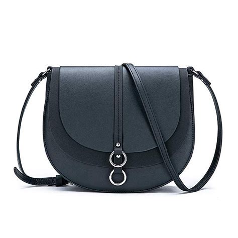 Women Crossbody Bag Saddle Shoulder Bag Small Purse Black Hasp Satchel