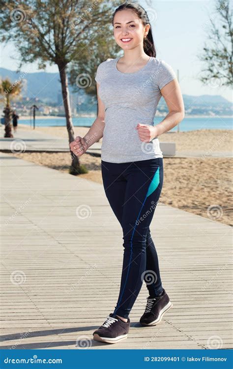 Woman Doing Walking Training At Daytime Stock Image Image Of Slim