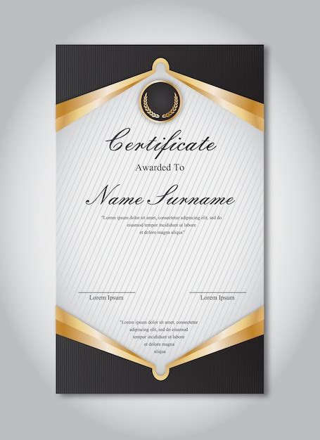 Gold And Black Certificate Template Free Vector