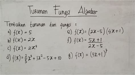 Contoh Soal Turunan Fungsi Aljabar Dan Pembahasannya Pembahasan Riset